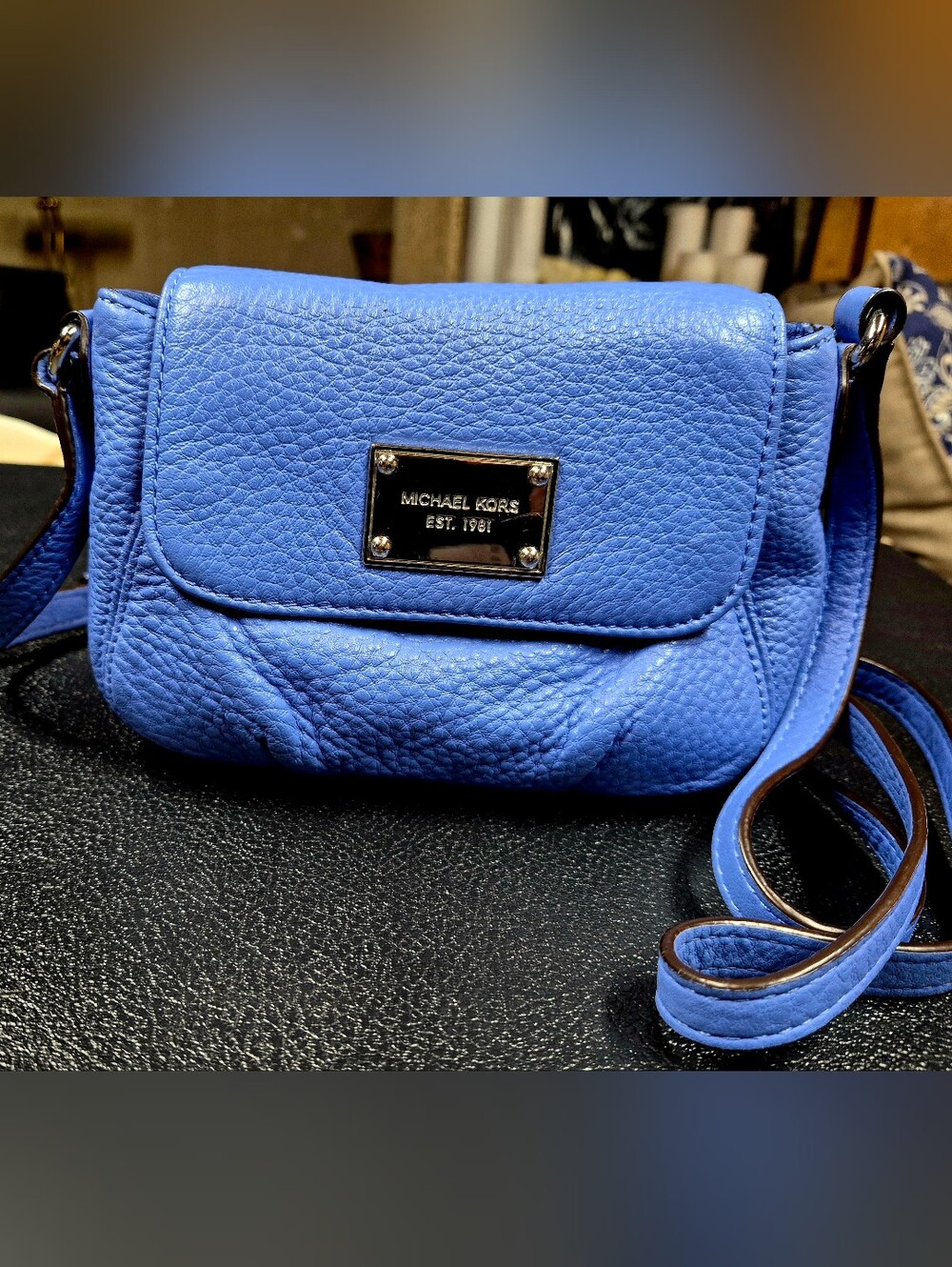 Michael Kors Blue Leather Crossbody Bag